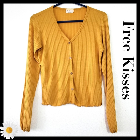 FreeKisses:Size:L/Mustard Yellow Longsleeve Top